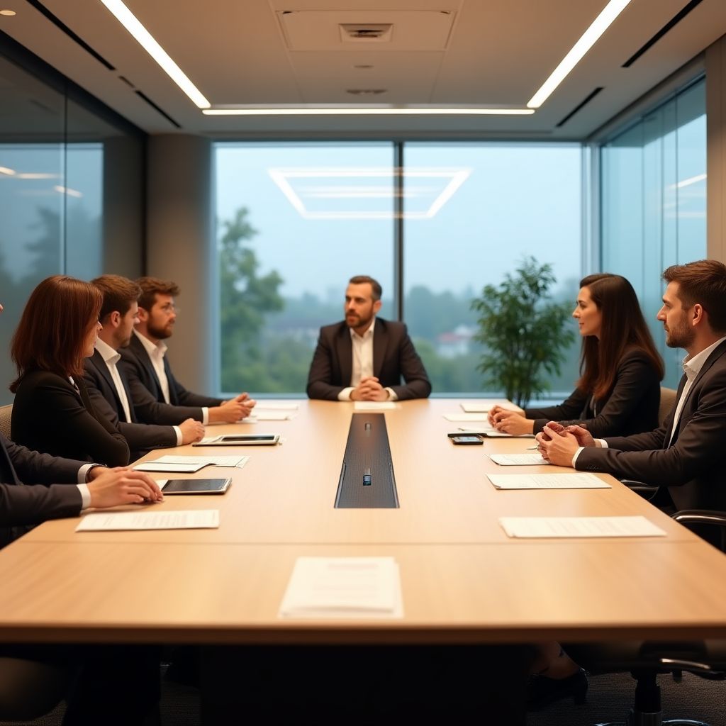 Reunión de estrategia sostenible empresarial